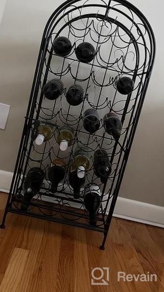 img 1 attached to HOMCOM Black Wrought Iron Wine Rack Jail With Lock For 35 Bottles - Secure Your Wine Collection review by Courtney Richardson