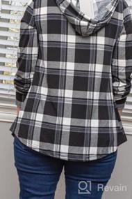 img 5 attached to Women'S Zip V Neck Tunic Shirt, Lightweight Plaid Long Sleeve Tops