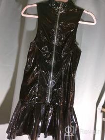 img 7 attached to FEOYA Women'S Sexy Metallic Catsuit Unitard - Patent Leather Bodysuit XS-3XL