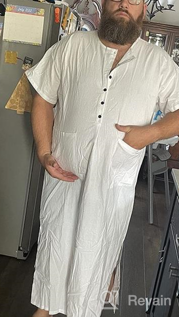 img 1 attached to 👘 Relax in Style: Jacansi Men's White Sleeve Kaftan Loungewear for Sleeping and Lounging review by David Flores