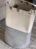 img 1 attached to 58L Woven Laundry Hamper With Knot Handles: Cotton Rope Basket For Blankets, Toys & Towels - Grey review by Mario Portillo