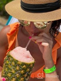 img 5 attached to DRESHOW Women Straw Panama Hat Fedora Beach Sun Hat Wide Brim Straw Roll Up Hat UPF 50+