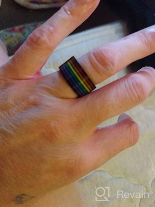 img 1 attached to 🌈 Nylry Rainbow LGBT Pride Ring: Stainless Steel Enamel Band for Lesbian & Gay Weddings review by Nick Howard