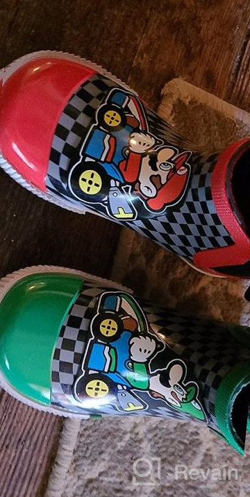 img 1 attached to 🍄 Nintendo Super Mario Rain Boots - Kids sizes 9 to 2, Slip-on Mid-Height Design review by Paul Philippe