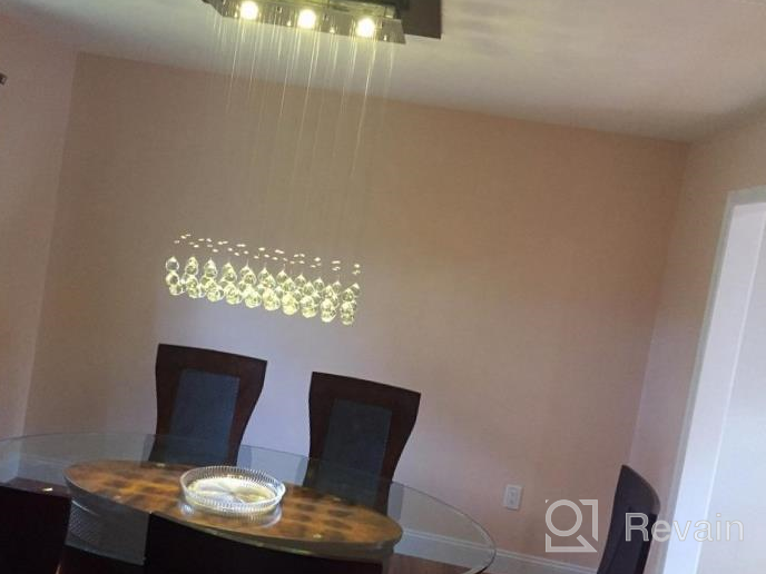 img 1 attached to Saint Mossi 3-Light K9 Crystal Chandelier: Modern Flush Mount Ceiling Pendant With Raindrop Design H33 X W10 X L25 review by Brian Rivera