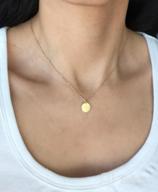 img 1 attached to Personalized Initial Necklace - 14K Gold Plated Round Disc Letter Pendant with 🌟 Engraved Hammered Design, Adjustable Chain and Double-Sided Customization - Perfect Pendant Enhancers for Name Necklaces review by Chris Prix