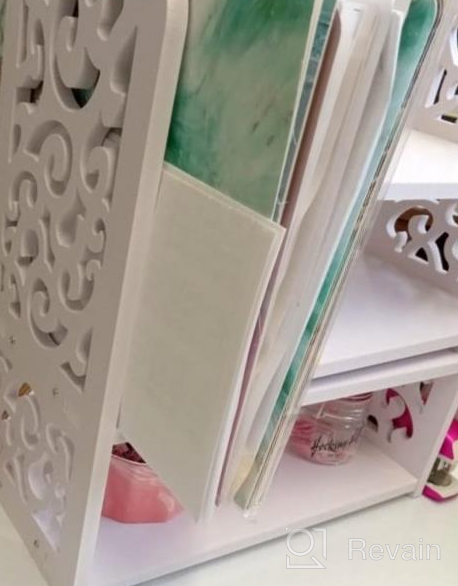 img 1 attached to YGYQZ Small Bookshelf for Desktop Storage: Mini Cute 📚 Office Desk Shelves in White – Versatile Organizers for Women, Kids review by Gerardo Goodson