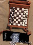 img 1 attached to Travel In Style With Woodronic'S Upgraded 3-In-1 Backgammon Chess Checkers Set In Navy Blue review by Nathan Pintac