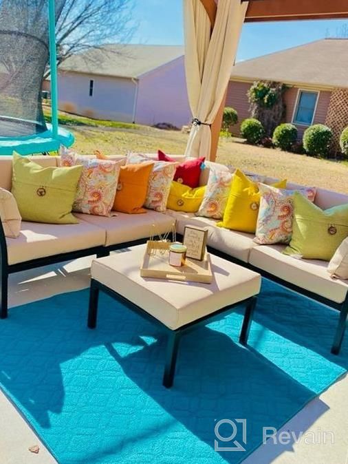 img 1 attached to 6-Seat All-Weather Sectional Sofa Set - PatioFestival Conversation Outdoor Metal Furniture W/ Cushioned Seats For Garden, Lawn & Pool review by Robert Dabney