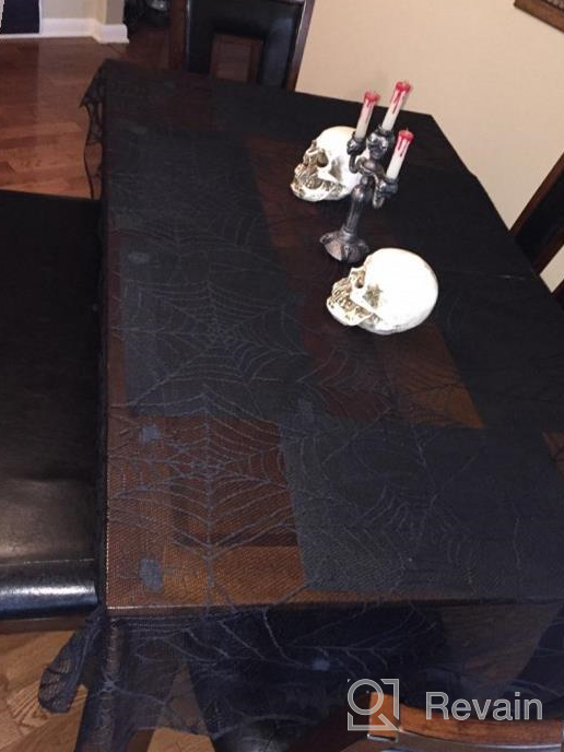 img 1 attached to Round 70" Black Lace Tablecloth Overlay With Spider Web And Mat For Halloween, Easter, Fireplace Mantle Decor review by Bernard Larjin