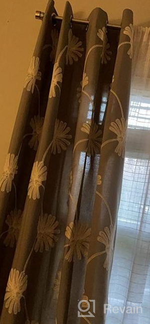 img 1 attached to VOGOL Embroidered Floral Pattern Faux Linen Grommet Curtains, 60% Blackout Thermal Insulated Heavy Drapes For Bedroom/Living Room Window Treatment Panels, 52 X 84 Inch review by Sam Bell