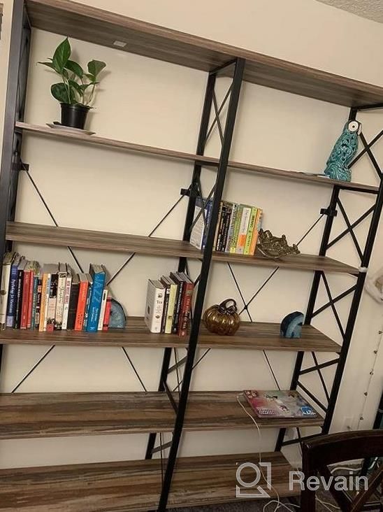 img 1 attached to 6-Tier 80.7” H Industrial Bookshelf - Double Wide Metal Frame Display Shelves By HOMYSHOPY (Gold & Black) review by Heath Cullinan