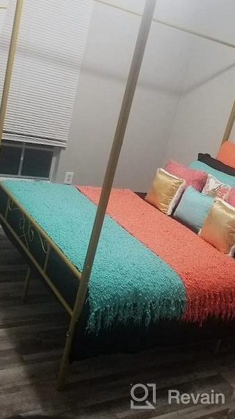 img 1 attached to Weehom Full Size Canopy Bed Frame Metal Platform Bed 4 Posters Sturdy Steel Mattress Foundation With Headboard And Footboard European Style No Box Spring Needed,Black review by Jenny Cordero