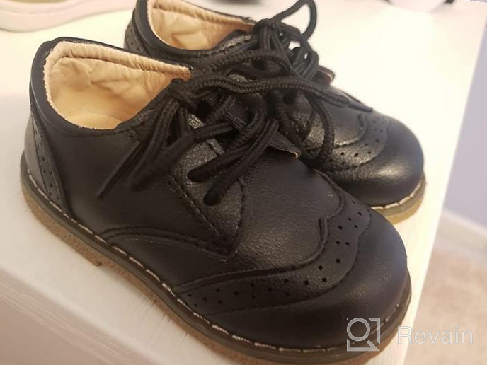 img 1 attached to KIDSUN Toddler Girl'S/Boy'S Oxford Dress Shoes, Comfort Lace-Up School Uniform Flats (Toddler/Little Kid) review by Shah Nelson