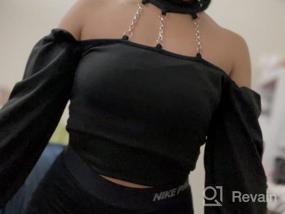 img 4 attached to Women'S Off-Shoulder Dark Punk Crop Top With Chains, Hollow-Out Design, Solid And Backless For Punk Fashion