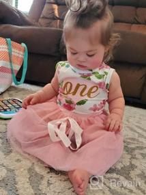 img 7 attached to Цветастый комбинезон и юбка с кружевами для девочки на ее первый день рождения, безрукавное платье-юбка для пасхального наряда - набор из 2 предметов одежды.