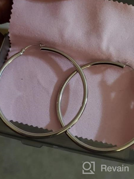 img 1 attached to 14K Real Gold Plated Chunky Hoop Earrings With Sterling Silver Post Hypoallergenic - Small, Medium & Large Sizes (15-70Mm) For Women By Milacolato review by Kelsey Hoss