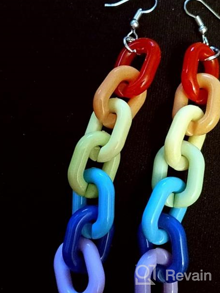 img 1 attached to 🌈 Seakuur Rainbow Resin Acrylic Earrings - Cool & Unique Transparent Color Earrings for Women and Girls - 2 Pairs Chain Earrings review by Kayla Rivera