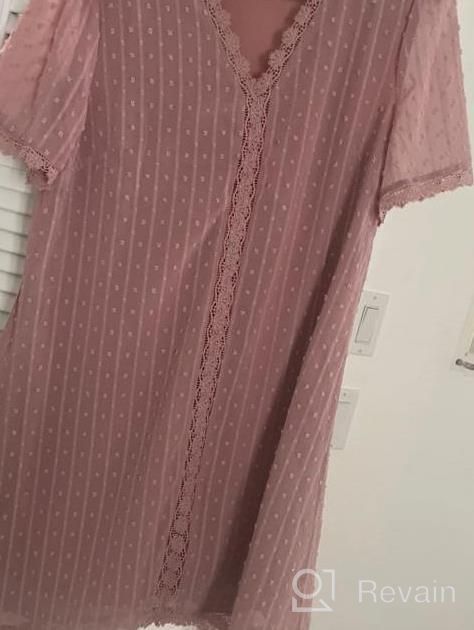 img 1 attached to Women'S Swiss Dot Lace Summer V Neck Shift Dress Short Sleeve Casual review by Michael Staton