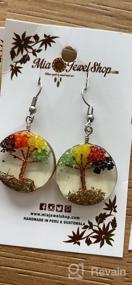 img 2 attached to Rasta Crushed Chip Stone Round Acrylic Dangle Earrings - Tree of Life Design