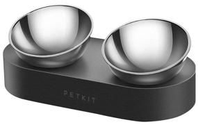 img 4 attached to Petkit 15 Adjustable Double Bowl Set Metal Version 480 ml silver/black