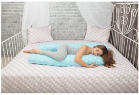 img 2 attached to Body Pillow for pregnant women U holofiber, with cotton pillowcase, light blue with white crowns