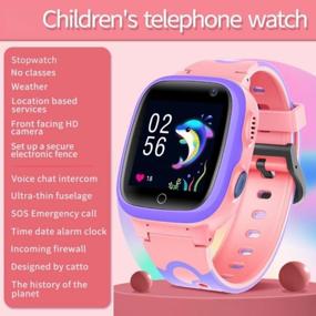 img 4 attached to Smart kids watch / Smart watch / Waterproof watch / GPS tracker / Watch for kids / SOS button / Pink