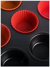 img 4 attached to Carbon steel baking dish for 12 cupcakes 12 silicone molds, 353x265x28 mm