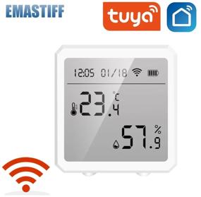 img 4 attached to Tuya - Wi-Fi temperature and humidity sensor with LCD display, clock and date