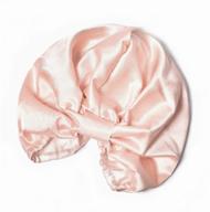 silk sleep turban (hair turban) beauty sleep, peach color. 100% natural mulberry silk. for smooth and shiny hair logo