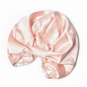 img 4 attached to Silk sleep turban (hair turban) Beauty Sleep, peach color. 100% natural Mulberry silk. For smooth and shiny hair