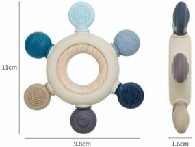 img 4 attached to 👶 Silicone Teething Toy for Gum Massage - Happy Baby Teether, Beige, 20037