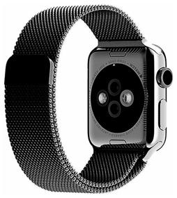 img 3 attached to Metal strap for Apple Watch series 1, 2 ,3, 4, 5, 6 and SE 42 mm and 44 mm / Milanese loop strap for smart smart watches Apple Watch series 1-6 and CE 42 mm and 44 mm (Black)