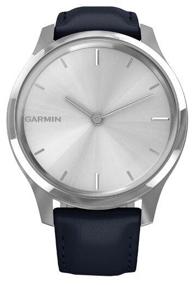 img 4 attached to Garmin Vivomove Luxe Leather Watch, Dark Blue/Silver