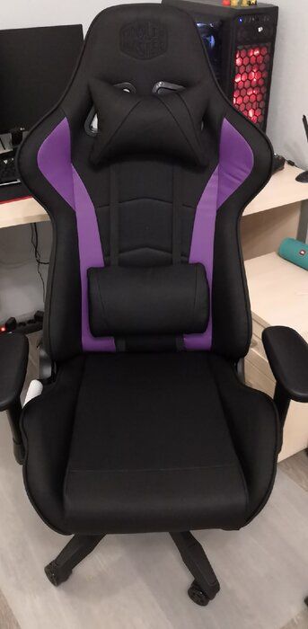 img 1 attached to 🪑 Cooler Master Caliber R1 Gaming Chair: Ultimate Comfort and Style for Computer Games, Office, and Racing, with Lumbar Support & Adjustable Features in Stylish Purple Design review by Candra ᠌