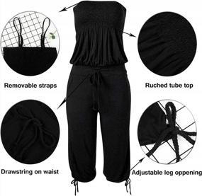 img 2 attached to Women'S Strapless Rompers Tube Top Capri Jumper Tie Waist Drawstring Petite One Piece Jumpsuits - VamJump