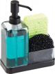 mdesign omni collection graphite/matte black sink organizer with soap dispenser, sponge and brush holder for kitchen & bathroom logo