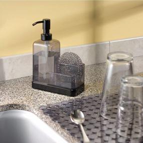 img 2 attached to MDesign Omni Collection Graphite/Matte Black Sink Organizer With Soap Dispenser, Sponge And Brush Holder For Kitchen & Bathroom