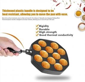 img 2 attached to Jadeshay Octopus Ball Pan - Non-Stick Takoyaki Maker With 12 Stuffed Pancake Slots For DIY Home Kitchen Cooking - Perfect For Making Pancake Balls