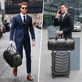 img 2 attached to Leather Garment Duffle Bag For Men - Convertible Suit Travel Bag With Shoe Compartment, Waterproof Carry On Luggage For Business Trips & Gifts.