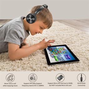 img 3 attached to 🎧 Wireless Bluetooth Headphones for Kids - On-Ear, FM Radio, Microphone, Micro SD/TF Card MP3 Player - Suitable for Children and Adults (Black)