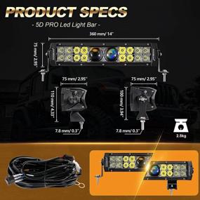 img 3 attached to 12 Inch 100W LED Light Bar - 12000LM Waterproof Dual Row Spot Flood Combo Off Road Lights With Wiring Harness For Cars Trucks Jeep ATV UTV Boats (Auxbeam 5D PRO Lens)