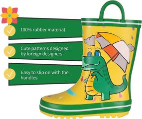 img 3 attached to Toddler Waterproof Printed Rainboots Handles Boys' Shoes via Outdoor
