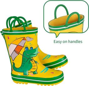 img 1 attached to Toddler Waterproof Printed Rainboots Handles Boys' Shoes via Outdoor