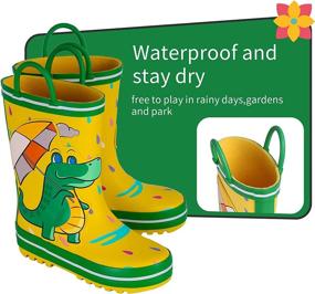 img 2 attached to Toddler Waterproof Printed Rainboots Handles Boys' Shoes via Outdoor