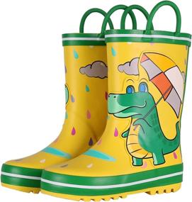 img 4 attached to Toddler Waterproof Printed Rainboots Handles Boys' Shoes via Outdoor