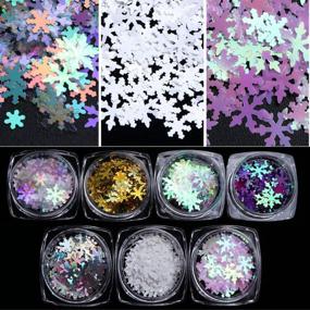 img 4 attached to Get Noticed With Miss Babe Snowflake Nail Sequins Kit - 7 Boxes Of Glittery Mermaid Laser Sparkle - Perfect For Trendy Girl Gifts And DIY Nail Art Decoration!