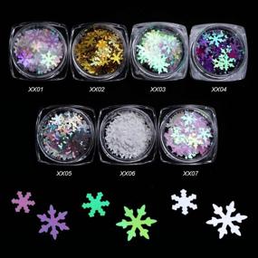 img 3 attached to Get Noticed With Miss Babe Snowflake Nail Sequins Kit - 7 Boxes Of Glittery Mermaid Laser Sparkle - Perfect For Trendy Girl Gifts And DIY Nail Art Decoration!