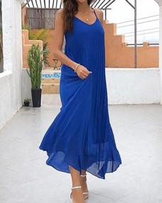 img 1 attached to Summer Maxi Dress For Women - Casual Loose Sleeveless V Neck Chiffon Dress With Pocket By MODECRUSH