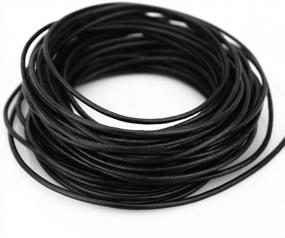 img 1 attached to LolliBeads (TM) 1.5 Mm Genuine Round Leather Cord Braiding String Black 10 Meters (10 Yards)